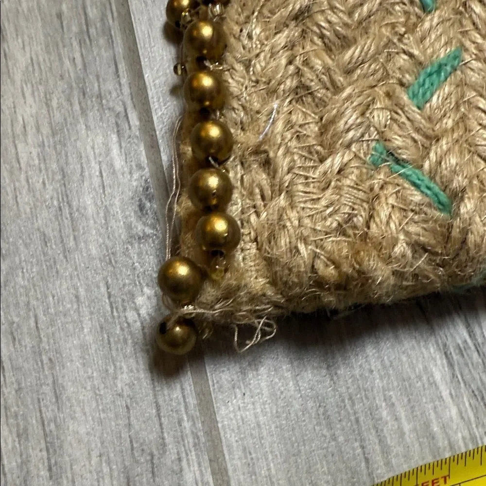 Antik Kraft Tan and Green Woven Clutch